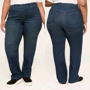 Lane Bryant Straight Genius Fit Dark Wash Plus Size 20P Petite NEW #172